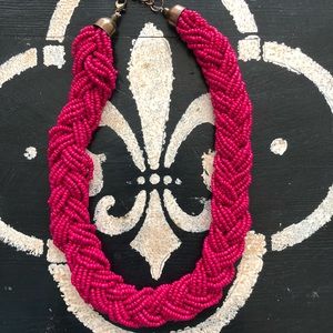 Braided Necklace Magenta